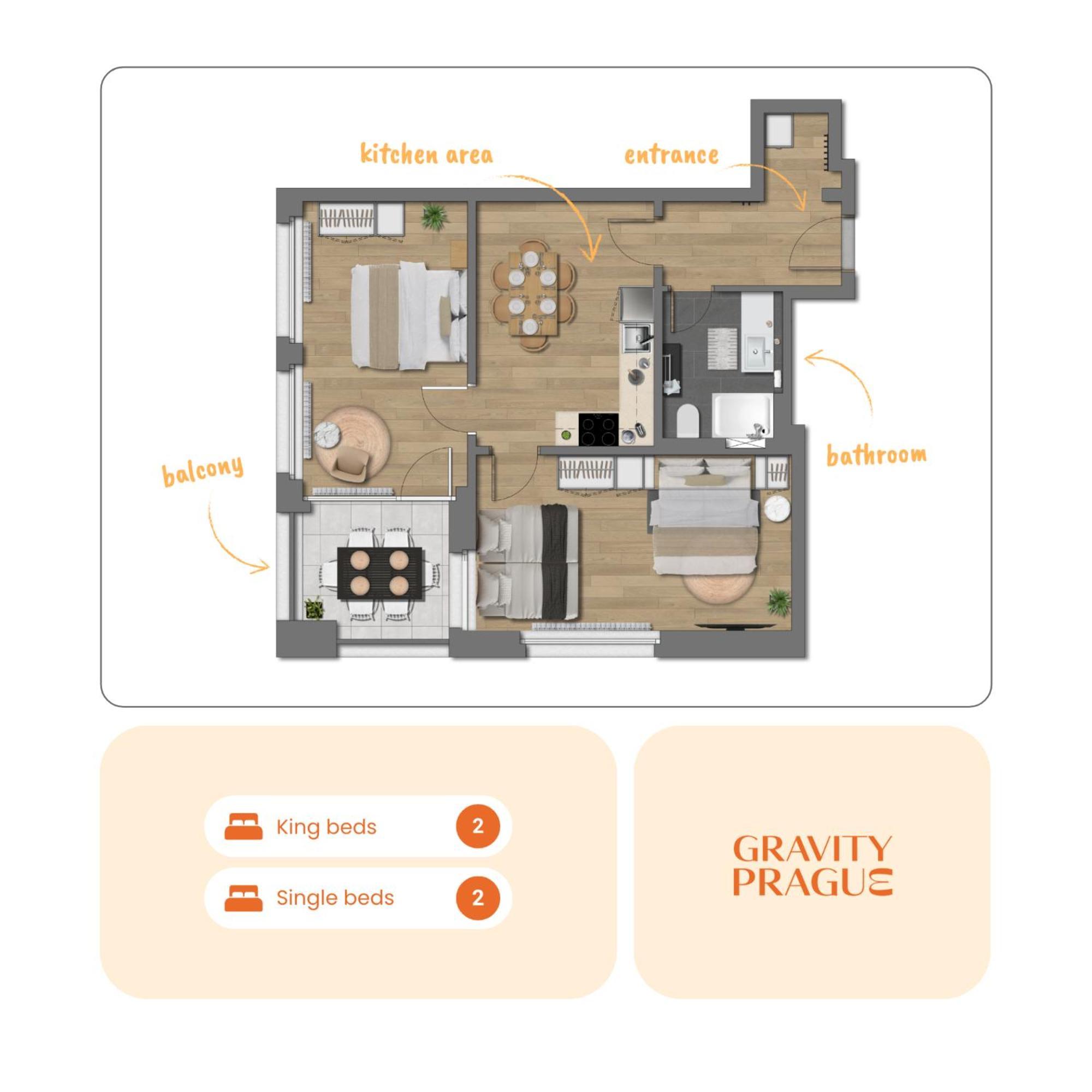 Ferienwohnung Bright 2Br - 7Th Floor, Balcony, Free Parking By Gravity Prag Exterior foto